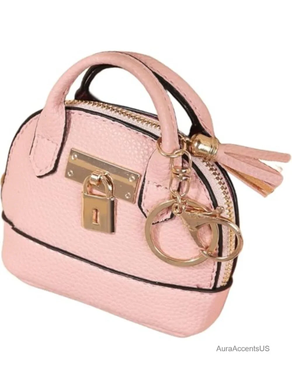 Mini Tote Bag Charm for Women, Faux Leather Coin Purse with Lobster Keychain